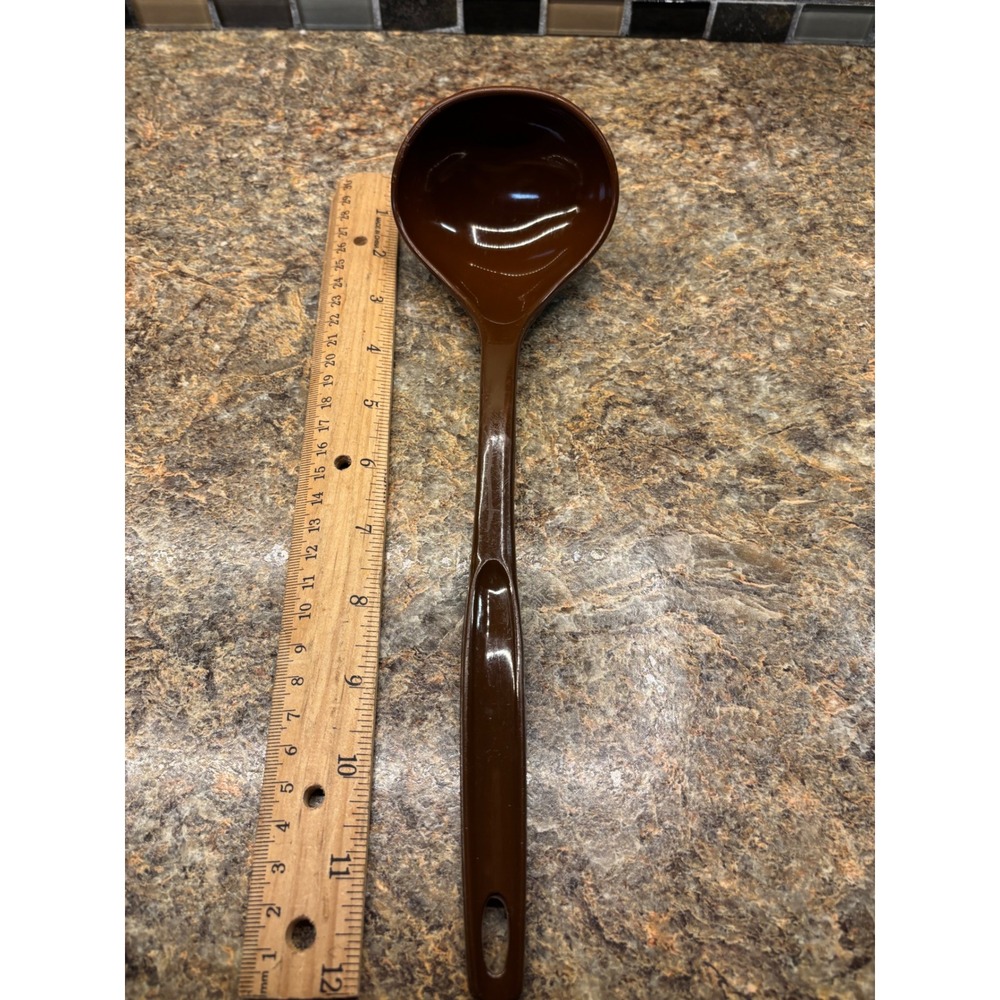 Foley Brown Nylon Soup Ladle 11.5 Inch Kitchen Utensil Retro Serving Spoon VTG